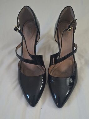 Rockport Total Motion Black Patent Pointed-Toe Double-Strap Heels